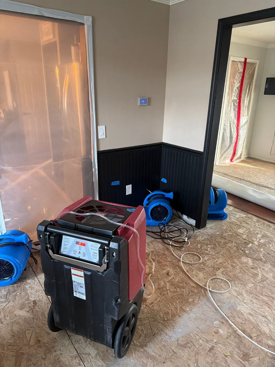 IICRC-certified dry-out in progress at Cloverdale home
